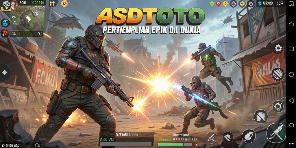 Screenshot utama gameplay ASDTOTO menampilkan aksi Battle Royale yang menegangkan.