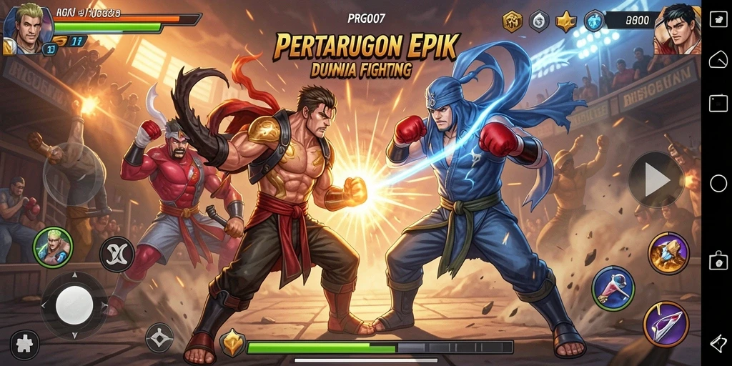 Tampilan menegangkan dari gameplay PRG007 di arena pertarungan.