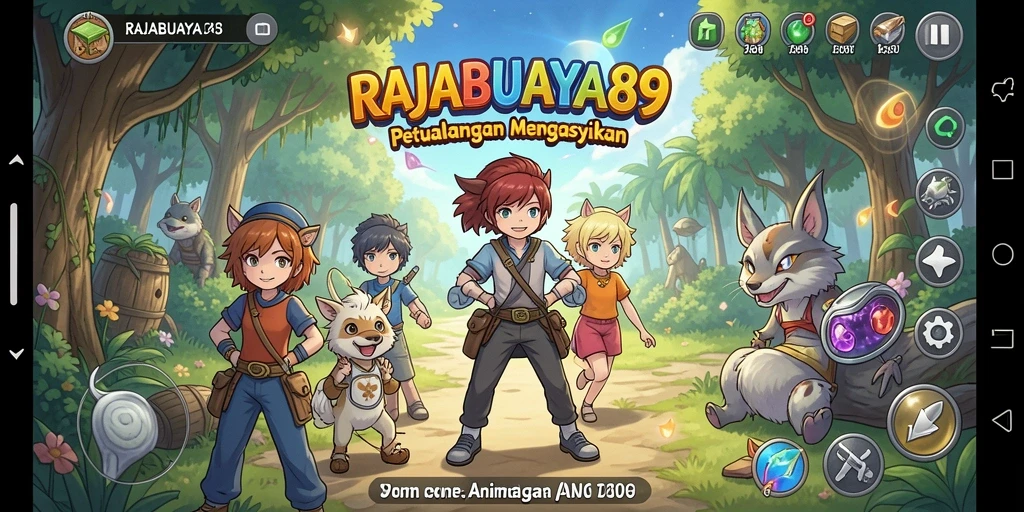 Tampilan utama gameplay RAJABUAYA89 dengan karakter anime yang menawan.