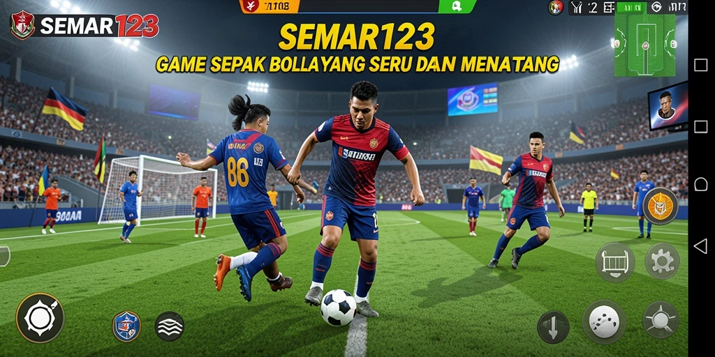 Gameplay seru SEMAR123 dengan pemain sepak bola beraksi di lapangan.
