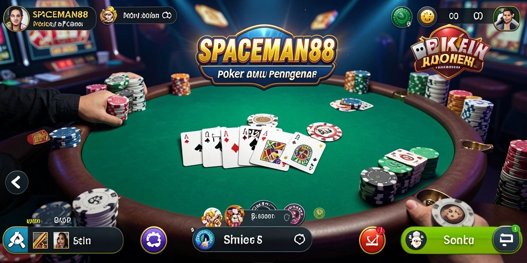 Tampilan menarik saat bermain poker di SPACEMAN88.